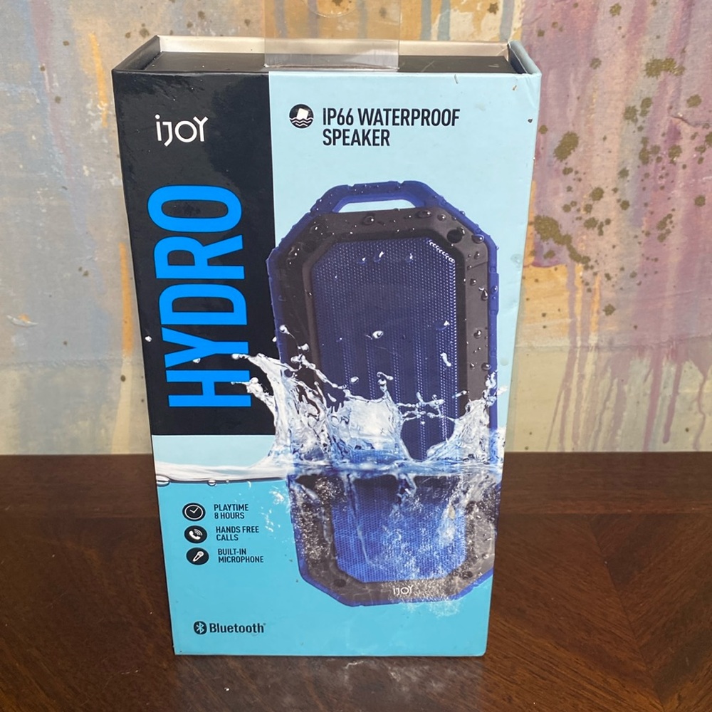 iJoy Hydro IP66  Bluetooth Portable Waterproof Speaker - Blue NWOT